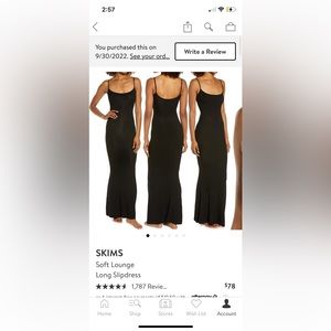 Black SKIMS Soft Lounge Long Slipdress in the color Onyx.